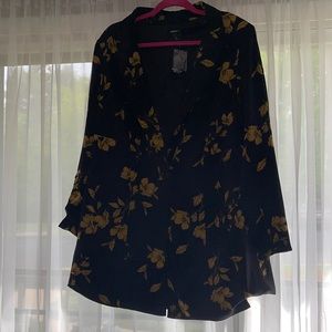 Torrid black and yellow floral long line blazer